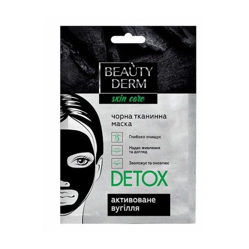 Maseczka tkaninowa Detox z węglem aktywnym - BEAUTYDERM 25ml