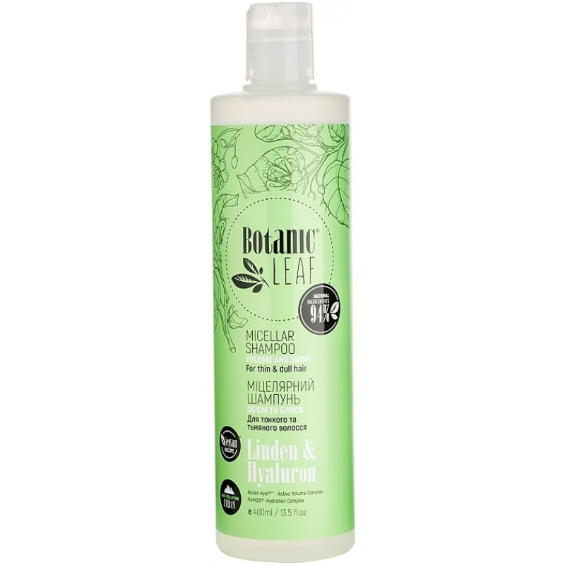 Botanic Leaf Szampon Micelarny dla cienkich i matowych włosów Objętośc i Blask 400ml.jpg