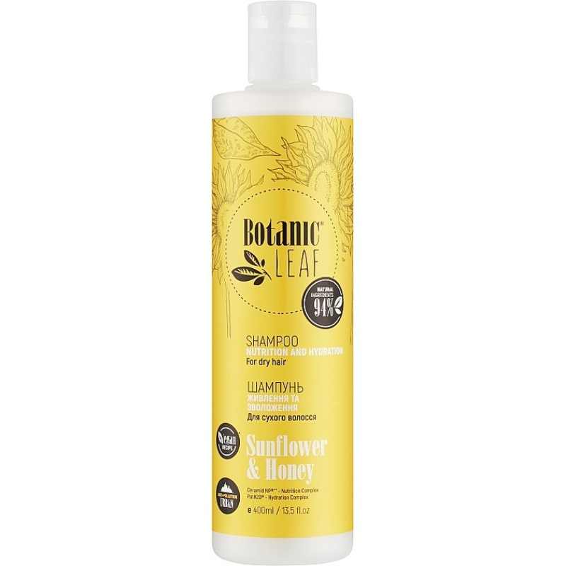 Botanic Leaf Szampon dla suchych włosów Miód i olej słonecznikowy Odzywienie i Nawilżenie 400ml.jpg