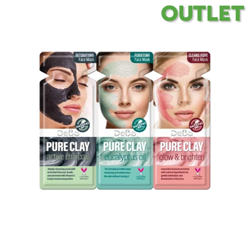 OUTLET Zestaw oczyszczających masek do twarzy Pure Clay – DEBA 3 x 7 ml.jpg